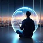 Home 22 AI 윤리와 디지털 민주주의의 상관관계 - **Prompt 1: The Filter Bubble of Personalized Data**
"A young adult (wearing modern, casual atti...