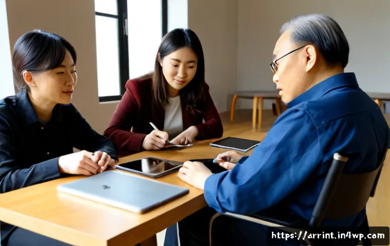 Home 17 AI 시스템의 인간 중심 설계 방법 - Photorealistic human-centered AI design workshop, diverse team including an older adult, a wheelchai...